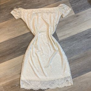 Cream off the shoulder lace dress